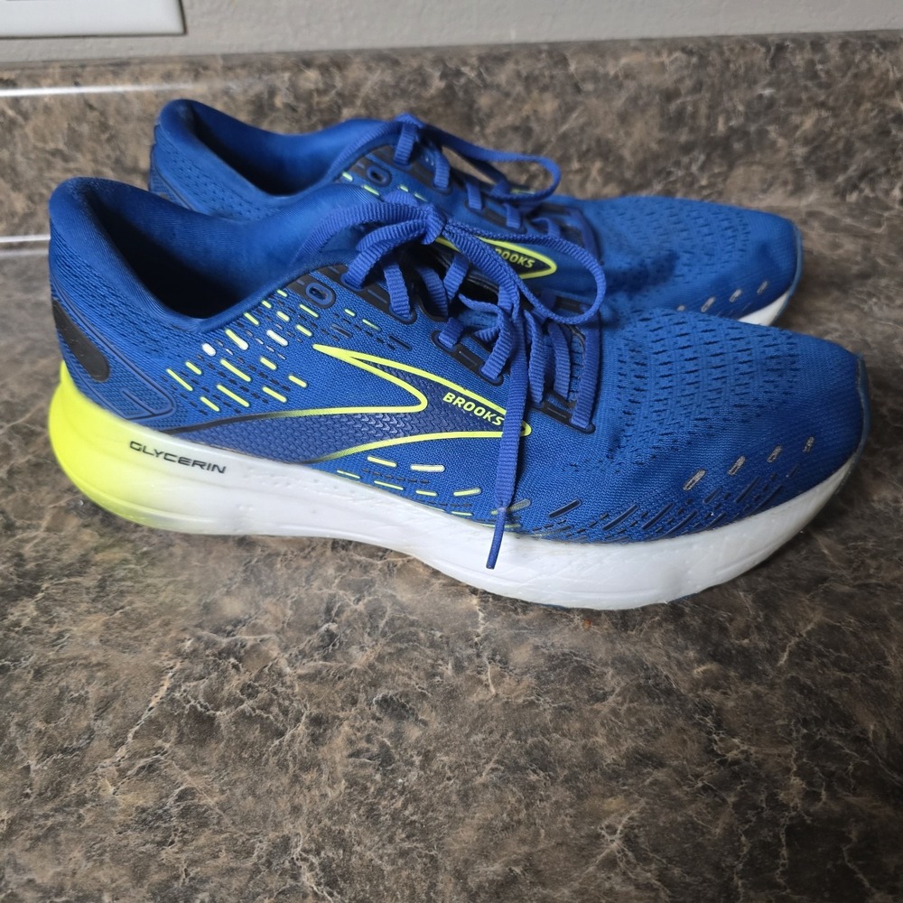 MEN'S BROOKS GLYCERIN 20 SZ 11M ROYAL BLUE W/NEON YELLOW